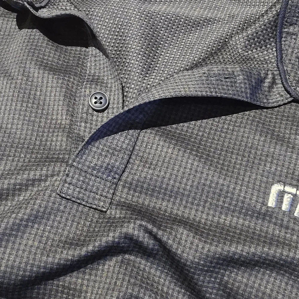 Travis Mathew Textured Gray/Steel Blue Polo - Picture 3 of 4